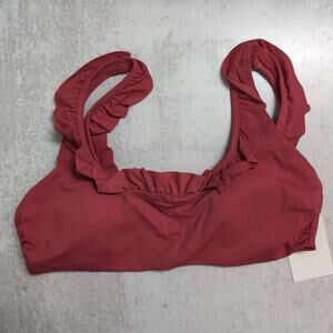 NWT Andie The Hydra Top Russet (Dark Red) Ruffled Neckline Bikini Swimwear M